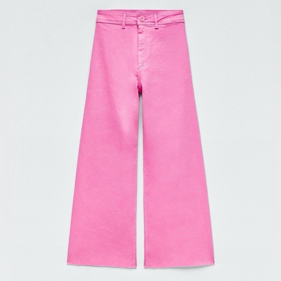 Zara Denim - ZARA | Marine Sailor Wide Leg Jeans Pants Denim in Pink | SIZE 0